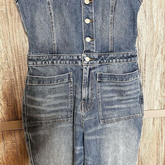 Lucky Brand Denim Overalls Utility Buttons Straight Leg Front Pockets 30 - Picture 4 of 11